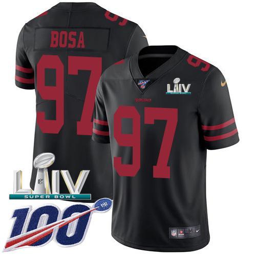 Nike 49ers #97 Nick Bosa Black Super Bowl LIV 2020 Alternate Stitched NFL 100th Season Vapor Limited Jersey