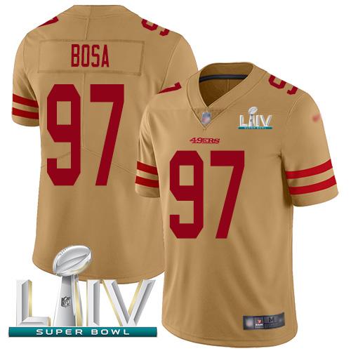 Nike 49ers #97 Nick Bosa Gold Super Bowl LIV 2020 Stitched NFL Limited Inverted Legend Jersey