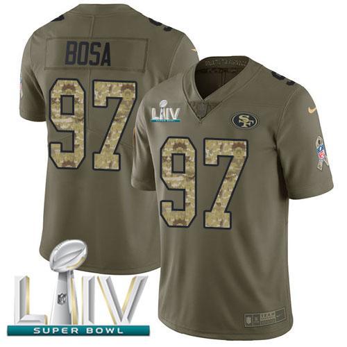 Nike 49ers #97 Nick Bosa Olive/Camo Super Bowl LIV 2020 Stitched NFL Limited 2017 Salute To Service Jersey