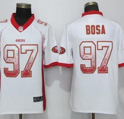 Nike 49ers #97 Nick Bosa White Stitched NFL Limited Rush Drift Fashion Jersey