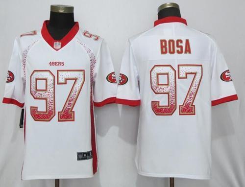 Nike 49ers #97 Nick Bosa White Stitched NFL Limited Rush Drift Fashion Jersey
