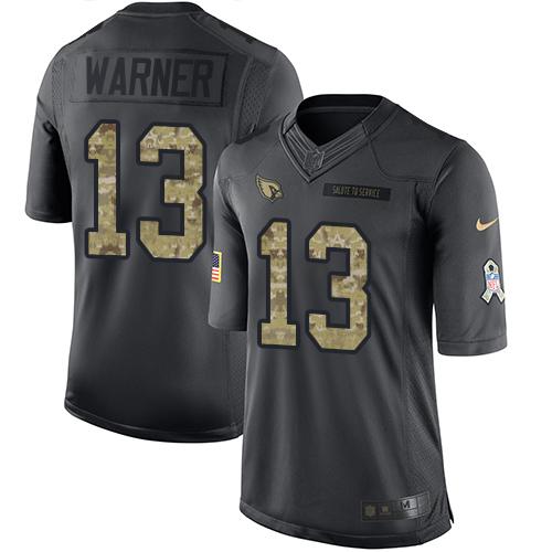 Nike Arizona Cardinals #13 Kurt Warner Black Stitched NFL Limited 2016 Salute to Service Jersey
