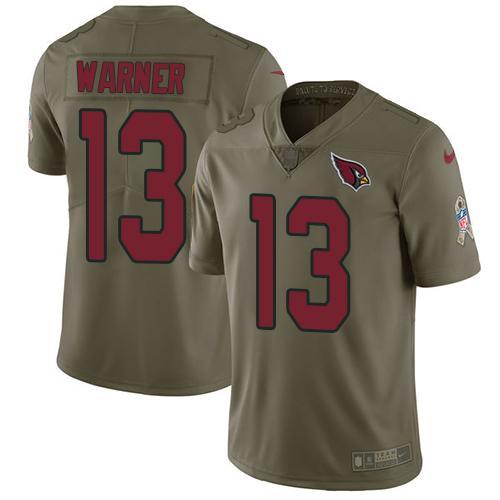 Nike Arizona Cardinals #13 Kurt Warner Olive Stitched NFL Limited 2017 Salute to Service Jersey