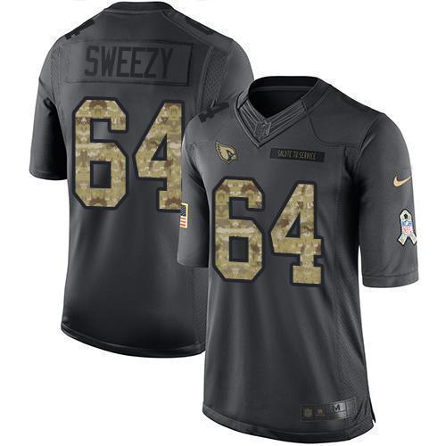 Nike Arizona Cardinals #64 J.R. Sweezy Black Stitched NFL Limited 2016 Salute to Service Jersey