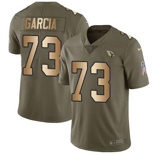 Nike Arizona Cardinals #73 Max Garcia Olive/Gold Stitched NFL Limited 2017 Salute To Service Jersey