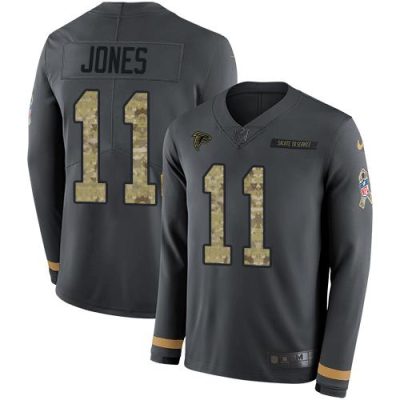 Nike Atlanta Falcons #11 Julio Jones Anthracite Salute to Service Stitched NFL Limited Therma Long Sleeve Jersey