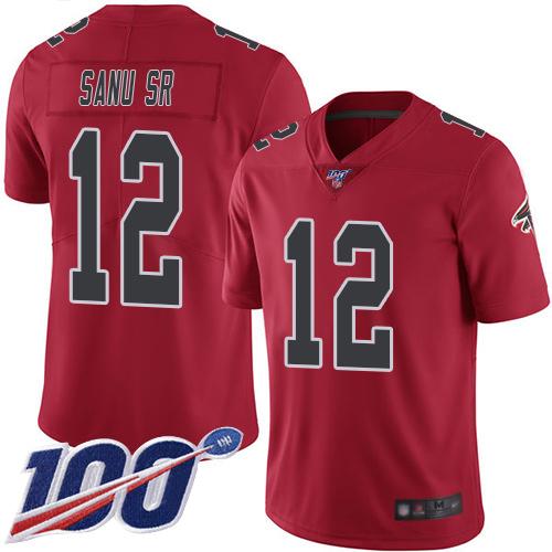 Nike Atlanta Falcons #12 Mohamed Sanu Sr Red Stitched NFL Limited Rush 100th Season Jersey