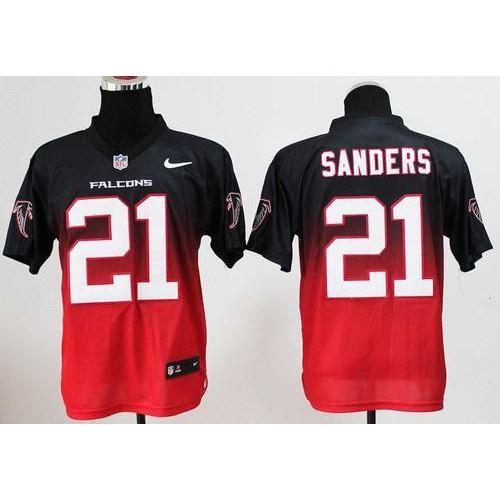 Nike Atlanta Falcons #21 Deion Sanders Black/Red Stitched NFL Elite Fadeaway Fashion Jersey