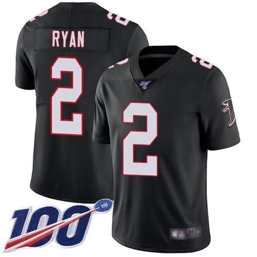 Nike Atlanta Falcons #2 Matt Ryan Black Alternate Stitched NFL 100th Season Vapor Limited Jersey