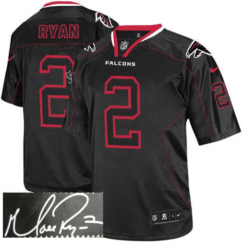 Nike Atlanta Falcons #2 Matt Ryan Lights Out Black Stitched NFL Elite Autographed Jersey