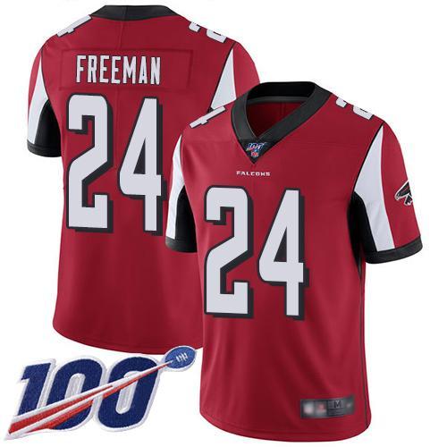 Nike Atlanta Falcons #24 Devonta Freeman Red Team Color Stitched NFL 100th Season Vapor Limited Jersey