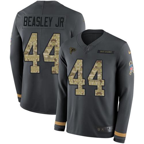Nike Atlanta Falcons #44 Vic Beasley Jr Anthracite Salute to Service Stitched NFL Limited Therma Long Sleeve Jersey