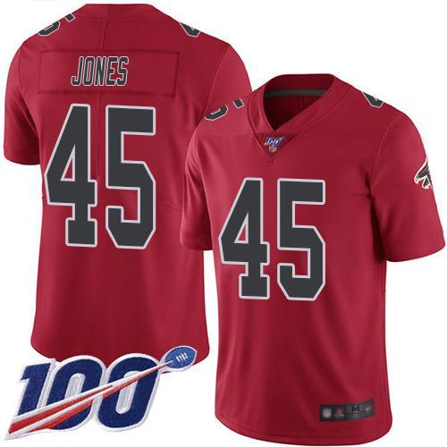 Nike Atlanta Falcons #45 Deion Jones Red Stitched NFL Limited Rush 100th Season Jersey