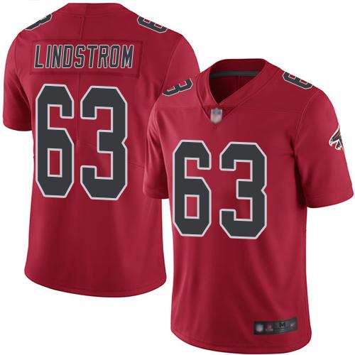 Nike Atlanta Falcons #63 Chris Lindstrom Red Stitched NFL Limited Rush Jersey