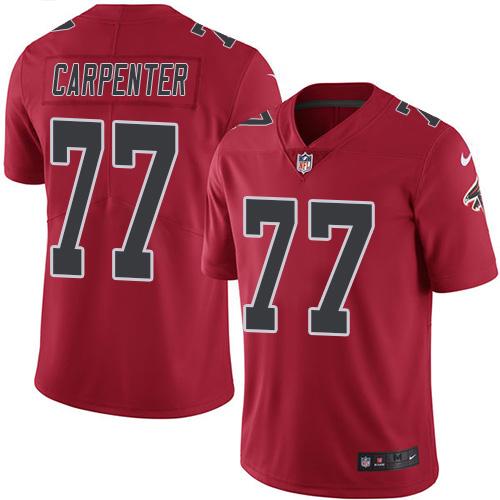 Nike Atlanta Falcons #77 James Carpenter Red Stitched NFL Limited Rush Jersey