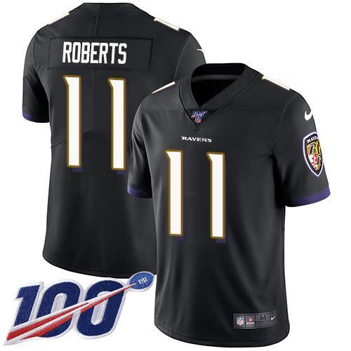 Nike Baltimore Ravens #11 Seth Roberts Black Alternate Stitched NFL 100th Season Vapor Untouchable Limited Jersey