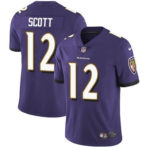 Nike Baltimore Ravens #12 Jaleel Scott Purple Team Color Stitched NFL Vapor Untouchable Limited Jersey