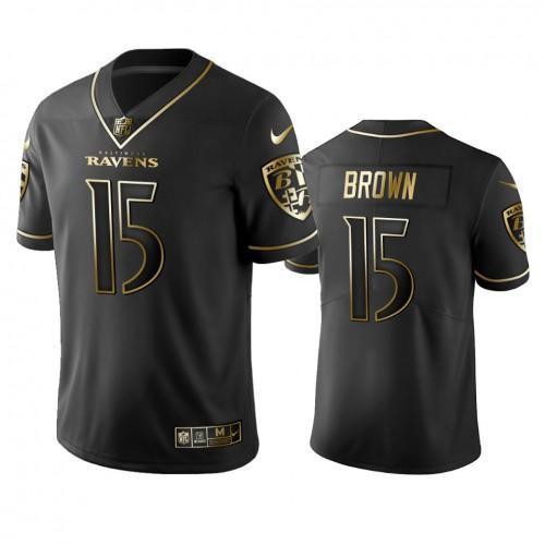 Nike Baltimore Ravens #15 Marquise Brown Black Golden Limited Edition Stitched NFL Jersey