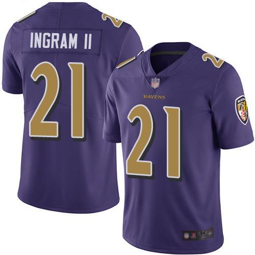 Nike Baltimore Ravens #21 Mark Ingram II Purple Stitched NFL Limited Rush Jersey