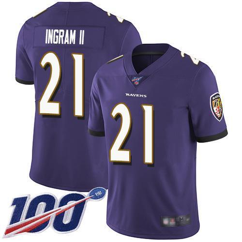 Nike Baltimore Ravens #21 Mark Ingram II Purple Team Color Stitched NFL 100th Season Vapor Limited Jersey
