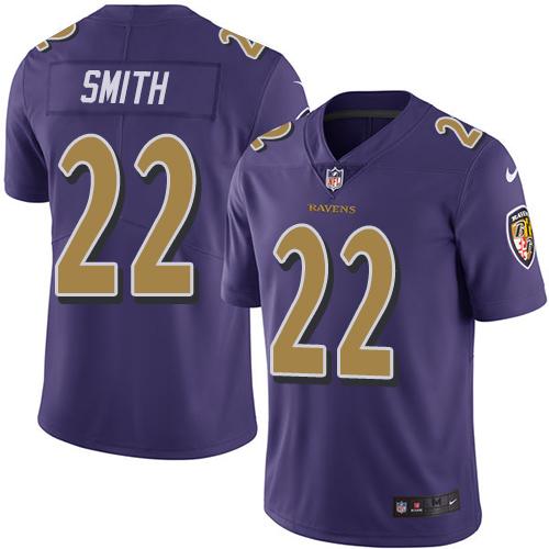 Nike Baltimore Ravens #22 Jimmy Smith Purple Stitched NFL Limited Rush Jersey