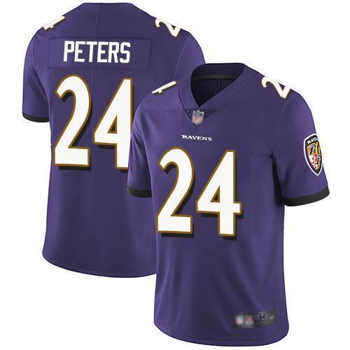 Nike Baltimore Ravens #24 Marcus Peters Purple Team Color Stitched NFL Vapor Untouchable Limited Jersey