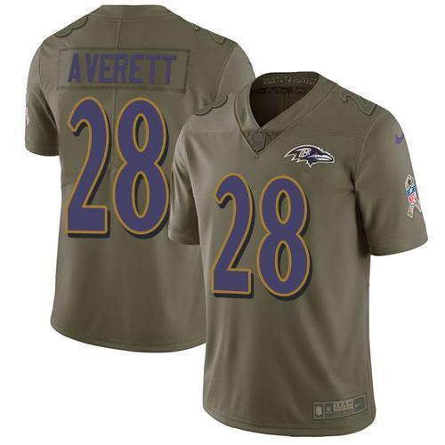 Nike Baltimore Ravens #28 Anthony Averett Olive Stitched NFL Limited 2017 Salute To Service Jersey
