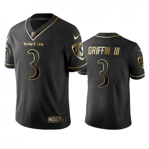 Nike Baltimore Ravens #3 Robert Griffin III Black Golden Limited Edition Stitched NFL Jersey