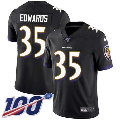 Nike Baltimore Ravens #35 Gus Edwards Black Alternate Stitched NFL 100th Season Vapor Untouchable Limited Jersey