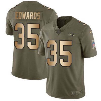 Nike Baltimore Ravens #35 Gus Edwards Olive/Gold Stitched NFL Limited 2017 Salute To Service Jersey