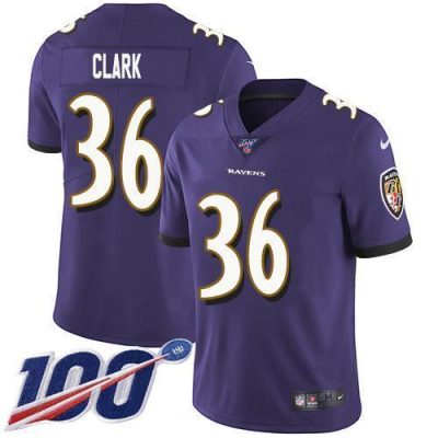 Nike Baltimore Ravens #36 Chuck Clark Purple Team Color Stitched NFL 100th Season Vapor Untouchable Limited Jersey