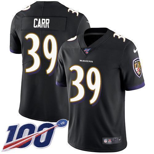 Nike Baltimore Ravens #39 Brandon Carr Black Alternate Stitched NFL 100th Season Vapor Untouchable Limited Jersey