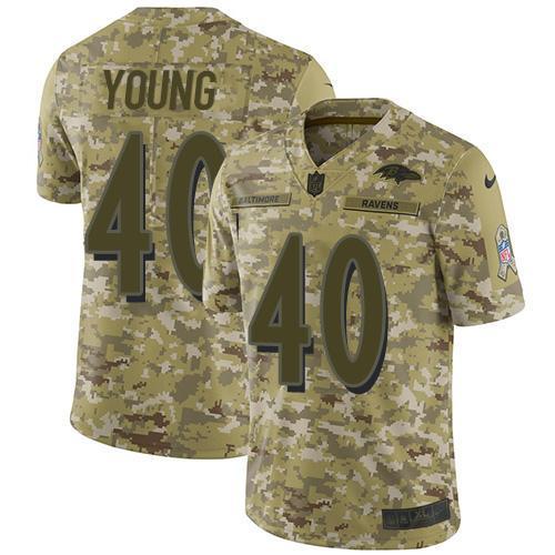 Nike Baltimore Ravens #40 Kenny Young Camo Stitched NFL Limited 2018 Salute To Service Jersey