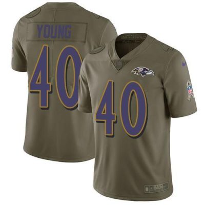 Nike Baltimore Ravens #40 Kenny Young Olive Stitched NFL Limited 2017 Salute To Service Jersey
