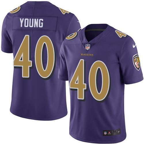 Nike Baltimore Ravens #40 Kenny Young Purple Stitched NFL Limited Rush Jersey