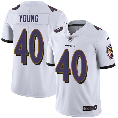 Nike Baltimore Ravens #40 Kenny Young White Stitched NFL Vapor Untouchable Limited Jersey