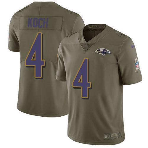 Nike Baltimore Ravens #4 Sam Koch Olive Stitched NFL Limited 2017 Salute To Service Jersey
