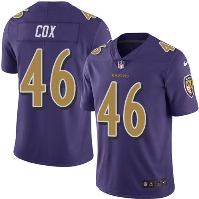 Nike Baltimore Ravens #46 Morgan Cox Purple Stitched NFL Limited Rush Jersey
