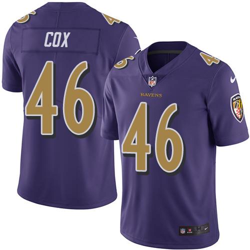 Nike Baltimore Ravens #46 Morgan Cox Purple Stitched NFL Limited Rush Jersey