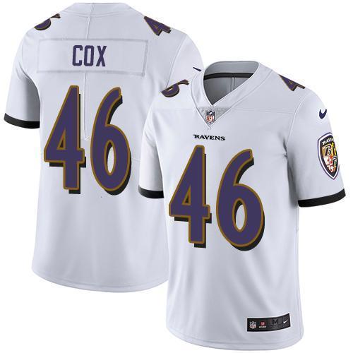 Nike Baltimore Ravens #46 Morgan Cox White Stitched NFL Vapor Untouchable Limited Jersey
