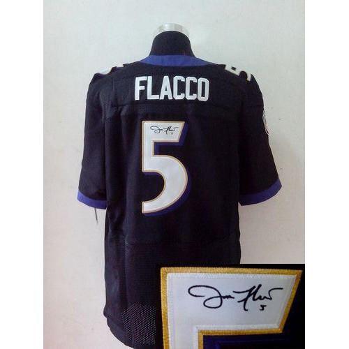 Nike Baltimore Ravens #5 Joe Flacco Black Alternate Stitched NFL Elite Autographed Jersey