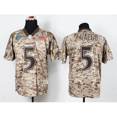 Nike Baltimore Ravens #5 Joe Flacco Camo Stitched NFL New Elite USMC Jersey