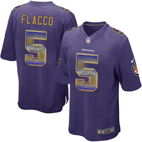 Nike Baltimore Ravens #5 Joe Flacco Purple Team Color Stitched NFL Limited Strobe Jersey