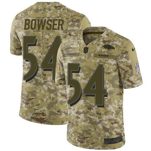 Nike Baltimore Ravens #54 Tyus Bowser Camo Stitched NFL Limited 2018 Salute To Service Jersey