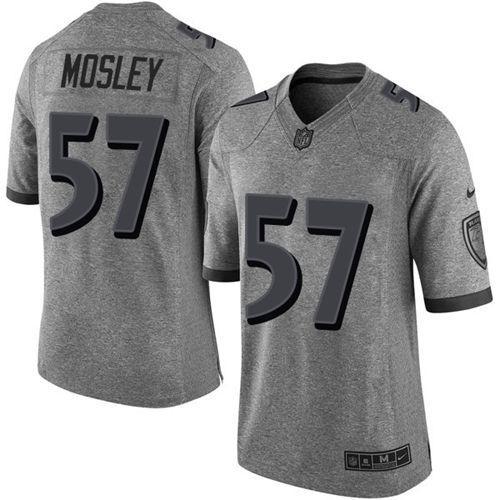 Nike Baltimore Ravens #57 C.J. Mosley Gray Stitched NFL Limited Gridiron Gray Jersey