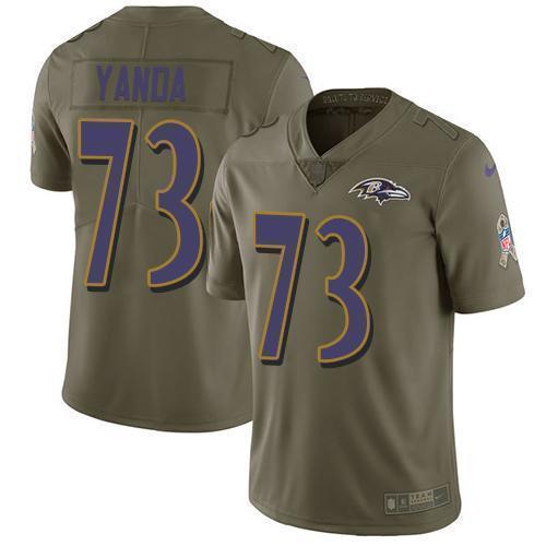 Nike Baltimore Ravens #73 Marshal Yanda Olive Stitched NFL Limited 2017 Salute To Service Jersey