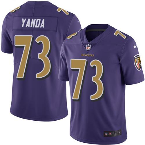 Nike Baltimore Ravens #73 Marshal Yanda Purple Stitched NFL Limited Rush Jersey