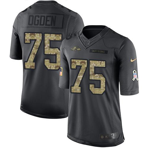 Nike Baltimore Ravens #75 Jonathan Ogden Black Stitched NFL Limited 2016 Salute to Service Jersey