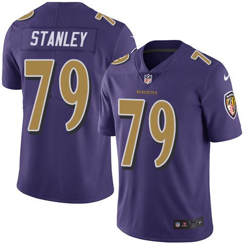 Nike Baltimore Ravens #79 Ronnie Stanley Purple Stitched NFL Limited Rush Jersey