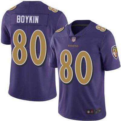 Nike Baltimore Ravens #80 Miles Boykin Purple Stitched NFL Limited Rush Jersey